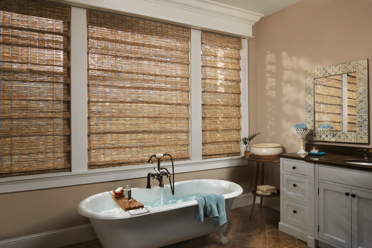 Custom Woven Woods Shades for a Home Bathroom in Spring Valley, New York (NY)